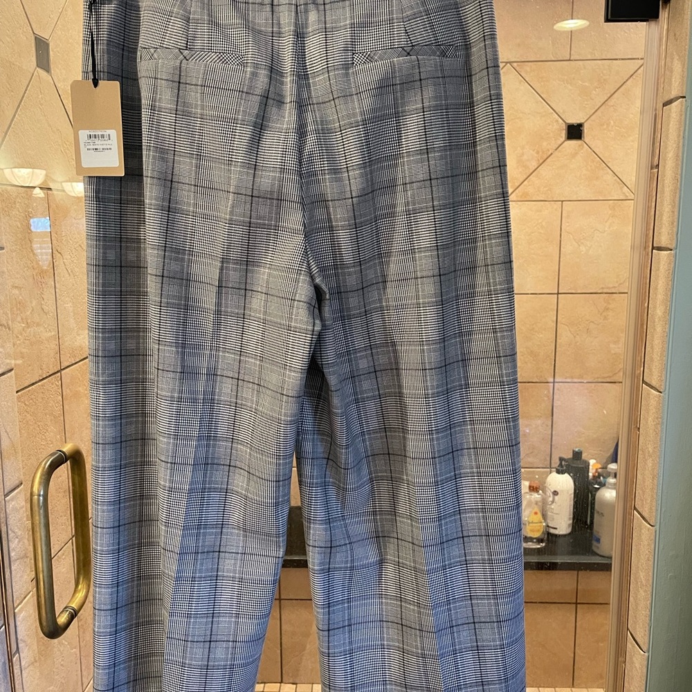 Halogen High Leg Crop Pants Plaid Wide-Leg Crop Dress Pants size 14 - Picture 8 of 9